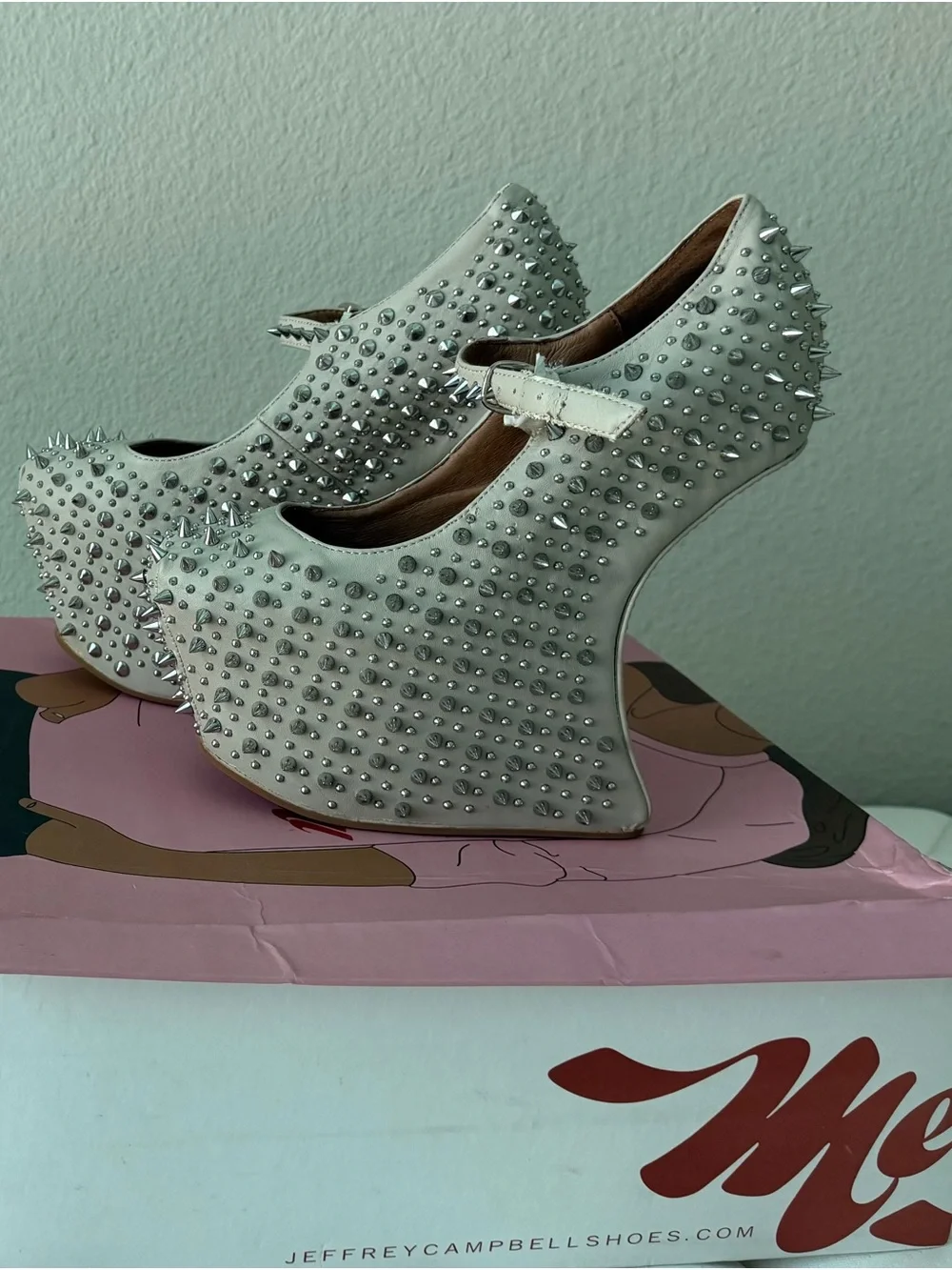 Jeffrey Campbell Silver Spike Mary Jane Platforms